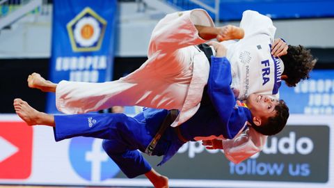 Hugo L�pez, en uno de sus combates en el Campeonato de Europa cadete