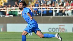 Quagliata, tras anotar un gol con la selección sub-21 italiana