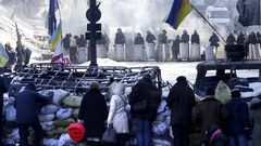 Protestas ayer en el centro de Kiev.