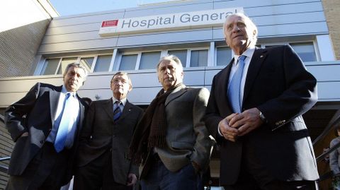 Zoco (segundo por la izquierda) junto a Pachín, Amancio Amaro y José Santamaría