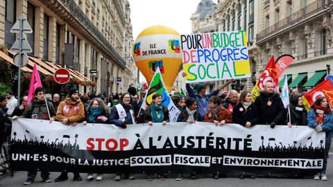Manifestación del pasado 2 de diciembre en Francia contra las medidas de recorte que quiere acometer su Goberno en el 2026