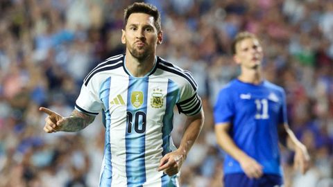 Messi celebra su gol ante Islandia en el �ltimo encuentro previo al Mundial.