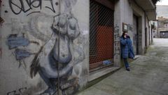 Pintadas en la zona monumental de Pontevedra