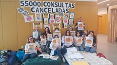 Imagen del encierro de los m�dicos del Olimpia Valencia de Vigo