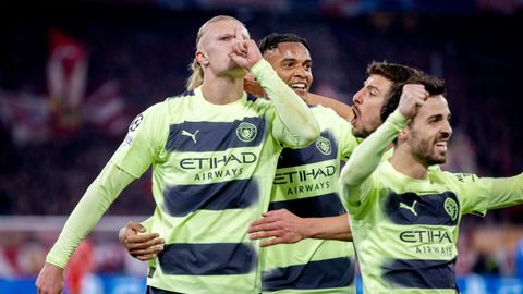 Erling Haaland.Erling Haaland, delantero del Manchester City, celebra su gol ante el Bayern de Mnich