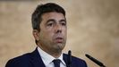 El presidente en funciones de la Generalitat Valenciana, Carlos Mazón, durante la comparecencia de este lunes en la que anunció su dimisión.