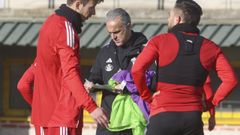 Pablo L�pez en un entrenamiento del Racing Club Ferrol de esta semana. 