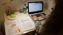 Una estudiante de Enfermar�a de la USC, participando en una clase virtual en el mes de marzo
