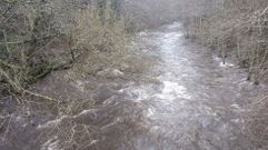 Las aguas del Lor bajan enlodadas en las cercanas de la aldea de Froxn