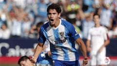 Gustavo Blanco Leschuk celebra un gol con el M�laga