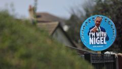 Cartel�de apoio a Nigel Farage, l�der do partido�Reform UK, en Clacton.