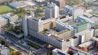 Vista a�rea del edificio de Bayer en Berl�n. 