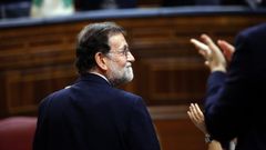 El expresidente del Gobierno Mariano Rajoy, en el 2017 durante el debate sobre la mocin de censura presentada en su contra.