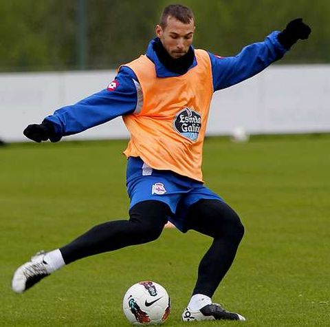 Xisco, durante un entrenamiento en Abegondo cuando jugaba con el Dpor.