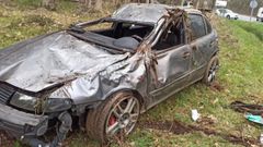 El habit�culo del coche siniestrado qued� completamente aplastado