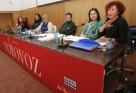 Bra�as, Barrientos, la periodista Cristina Viu, Lantes, Varela y Castro, interviniendo en Foro Voz. 