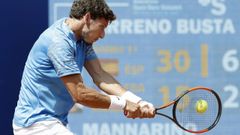  El tenista espa�ol Pablo Carre�o durante el partido de octavos de final que juega contra el franc�s Adrian Mannarino, durante los octavos de final del Barcelona Open BancSabadell-Trofeo Conde de God�