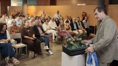 Paco Leiro muestra la maqueta de la escultura para Viveiro en honor a la canci�n �Catro vellos mari�eiros�.