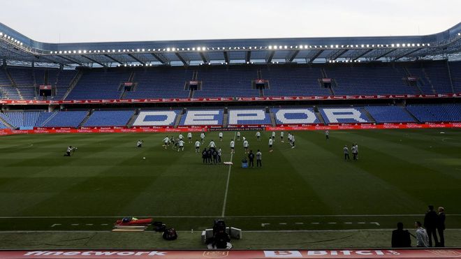 Entrenamiento de la selecci&oacute;n en Riazor, en una imagen de archivo