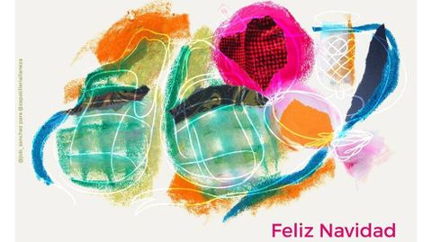 Felicitaci�n dise�ada por Job S�nchez Juli�n para una tienda de zapatillas