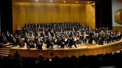 O Coro da OSG, nun concerto coa Orquestra Sinf�nica de Galicia, en imaxe de arquivo.