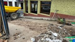 Trabajos en la r�a Voluntariado de Corme Porto.