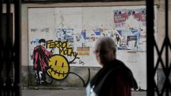 El grafito de Ferrol Mola, en imagen de archivo, ha captado la atenci�n de los ferrolanos al colarse en una imagen promocional de Netflix. 