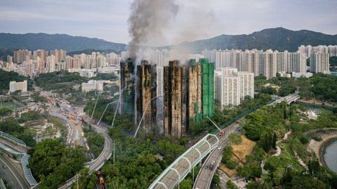 Estado de los edificios de Hong Kong afectados por un voraz incendio