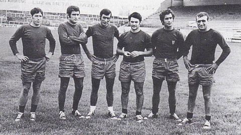 Juan Norat P�rez, segundo por la derecha. Imagen extra�da del libro �Pontevedra Club de Futbol. Cincuenta a�os de historia�, de Miguel Dom�nguez Vaz
