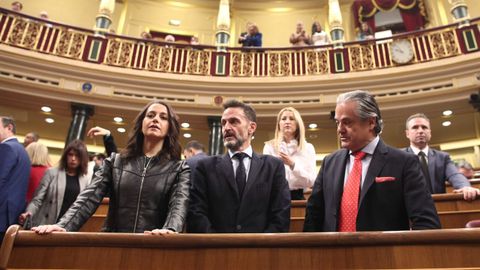  Los diputados de Ciudadanos en el Congreso, In�s Arrimadas, Edmundo Bal y Marcos de Quinto, momentos antes de empezar la sesi�n