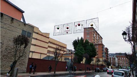 Luces navide�as en la calle Lola Mateos de Oviedo