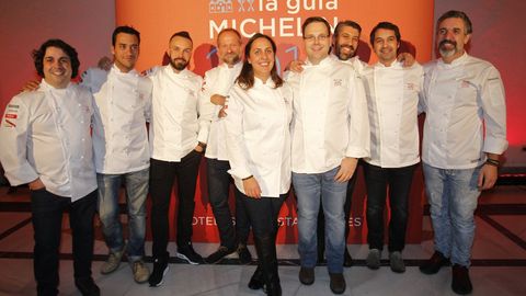 Cocineros gallegos que fueron premiados en la gala de la Gua Michelin del 2015, que se celebr en Santiago