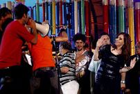 Cristina Fern�ndez, bailando en un acto reciente.