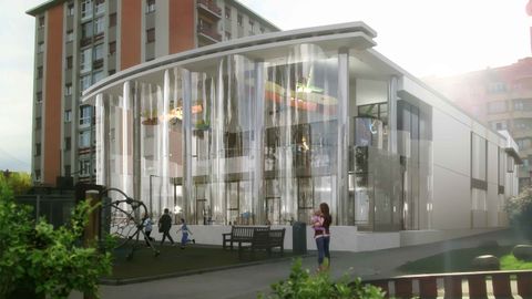 
Infograf�a con el dise�o de la futura escuela de Infantil de Pola de Siero, que se construir� en el antiguo cine
