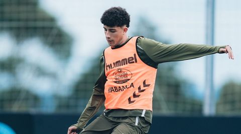 Hugo Burcio, en un entrenamiento con el primer equipo.