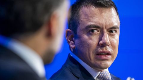 El presidente de Ecuador, Daniel Noboa, durante el Foro de Davos