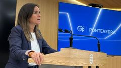 La concejala Pepa Pardo, este mi�rcoles en la sala de prensa del Concello de Pontevedra 