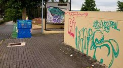 De izquierda a derecha, pintadas en un contenedor junto a Residencial Lamastelle, en un edificio situado tras el Concello, en el acceso a la Urbanizaici�n Montrove, en muros de viviendas de Oleiros y en una marquesina de la carretera de Montrove. 