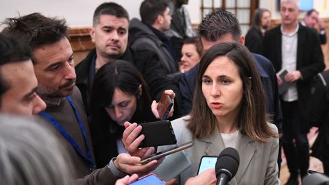 La secretaria general de Podemos, Ione Belarra, este mircoles.