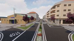 Reconstrucci�n idealizada del futuro aspecto de la PO-308 en Portonovo junto al mercado