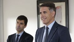 Carrasco y Meg�as, en la sede central del BBVA en A Coru�a