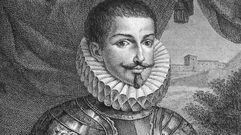 Antiguo grabado con un retrato del s�ptimo conde de Lemos