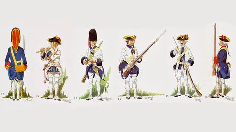 Algunos de los uniformes de granaderos y fusileros asturianos del Regimiento Provincial de Oviedo, a principios del s. XIX