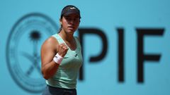 J�ssica Bouzas, celebrando un punto en el torneo de Madrid del 2026.