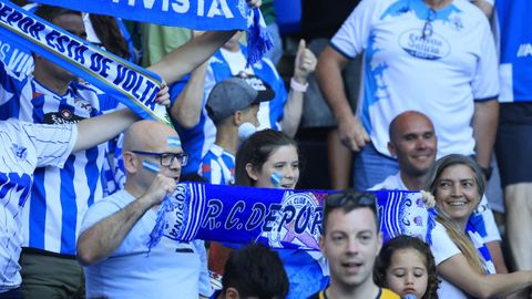 Seguidores del Deportivo durante el partido del pasado domingo contra el Las Palmas
