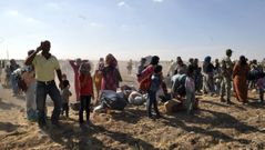 Refugiados sirios en una imagen de archivo