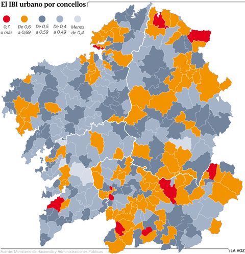 El IBI urbano por concellos
