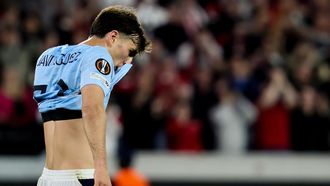 El canterano del Celta Javi Rodr�guez, lament�ndose tras el partido ante el Friburgo.