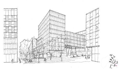 Recreaci�n de la nueva avenida Casanova de Eir�s, un espacio mixto que conectar� el parque de Oza con el de Eir�s.