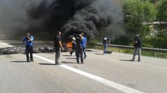 Piquete minero durante una de las protestas.Piquete minero durante una de las protestas